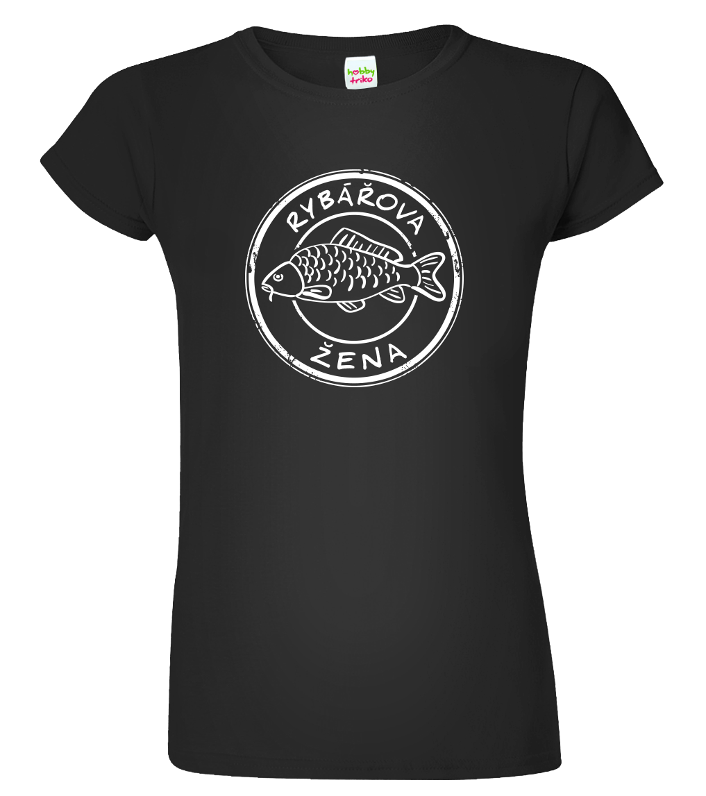 Dámské rybářské tričko - Rybářova žena Velikost: XL, Barva: Černá (01)