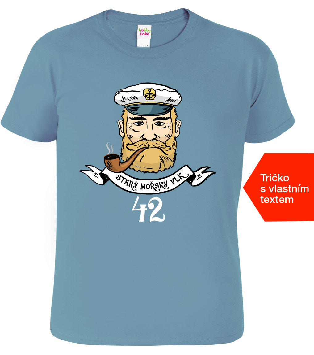 Vodácké tričko k narozeninám - Starý mořský vlk + rok Velikost: L, Barva: Denim (60)