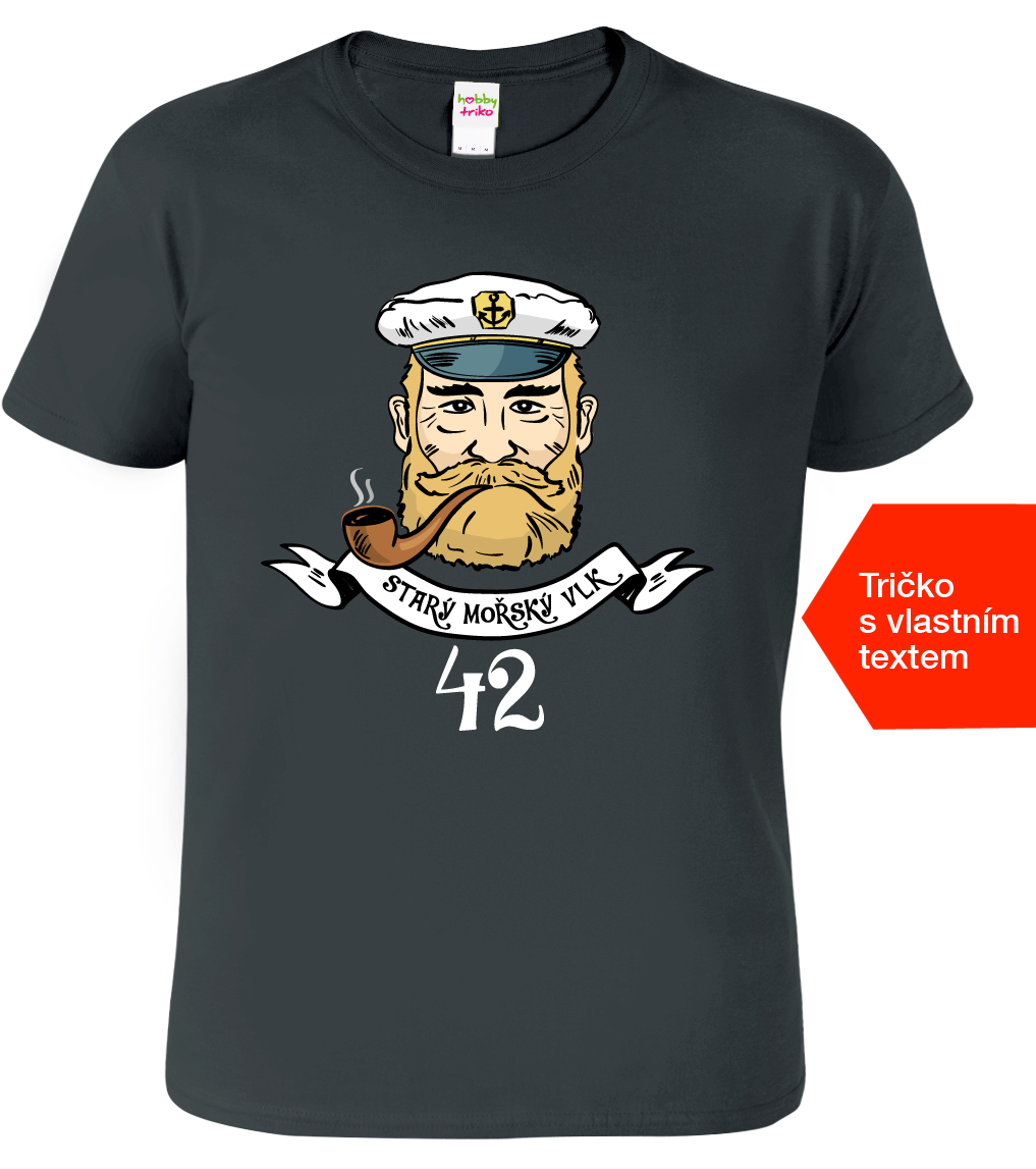 Vodácké tričko k narozeninám - Starý mořský vlk + rok Velikost: L, Barva: Tmavá břidlice (67)