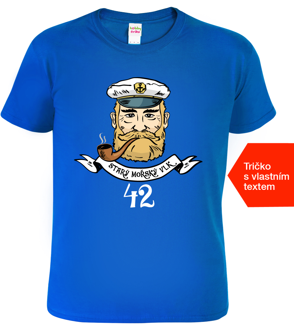 Vodácké tričko k narozeninám - Starý mořský vlk + rok Velikost: M, Barva: Královská modrá (05)