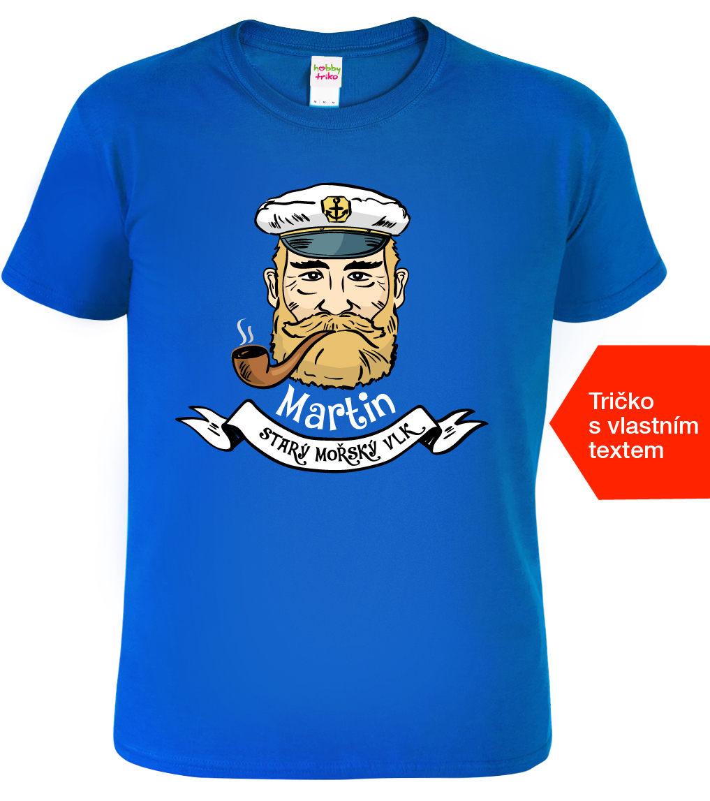 Vodácké tričko se jménem - Starý mořský vlk Velikost: XL, Barva: Královská modrá (05)