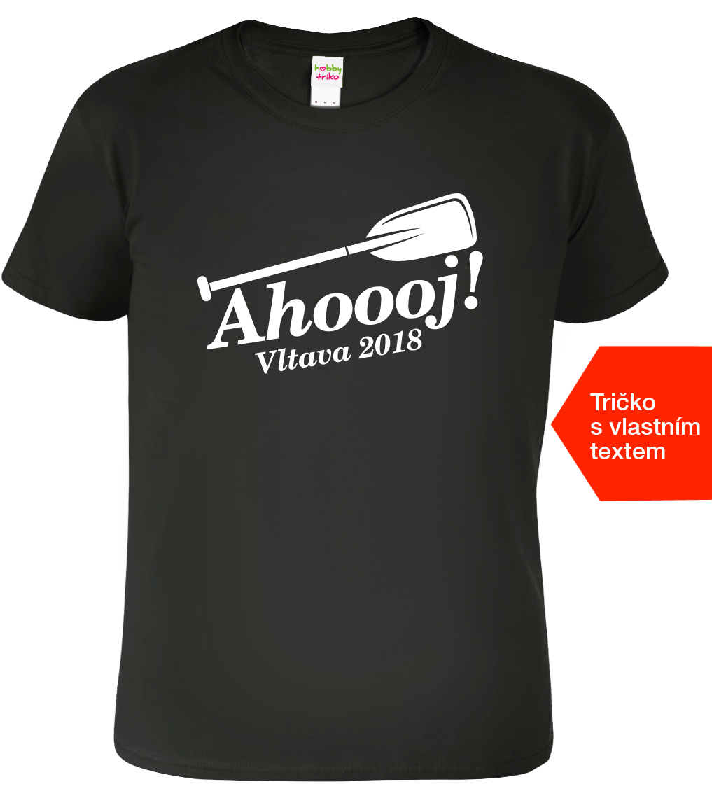 Pánské vodácké tričko - Ahoooj Velikost: 4XL, Barva: Černá (01)