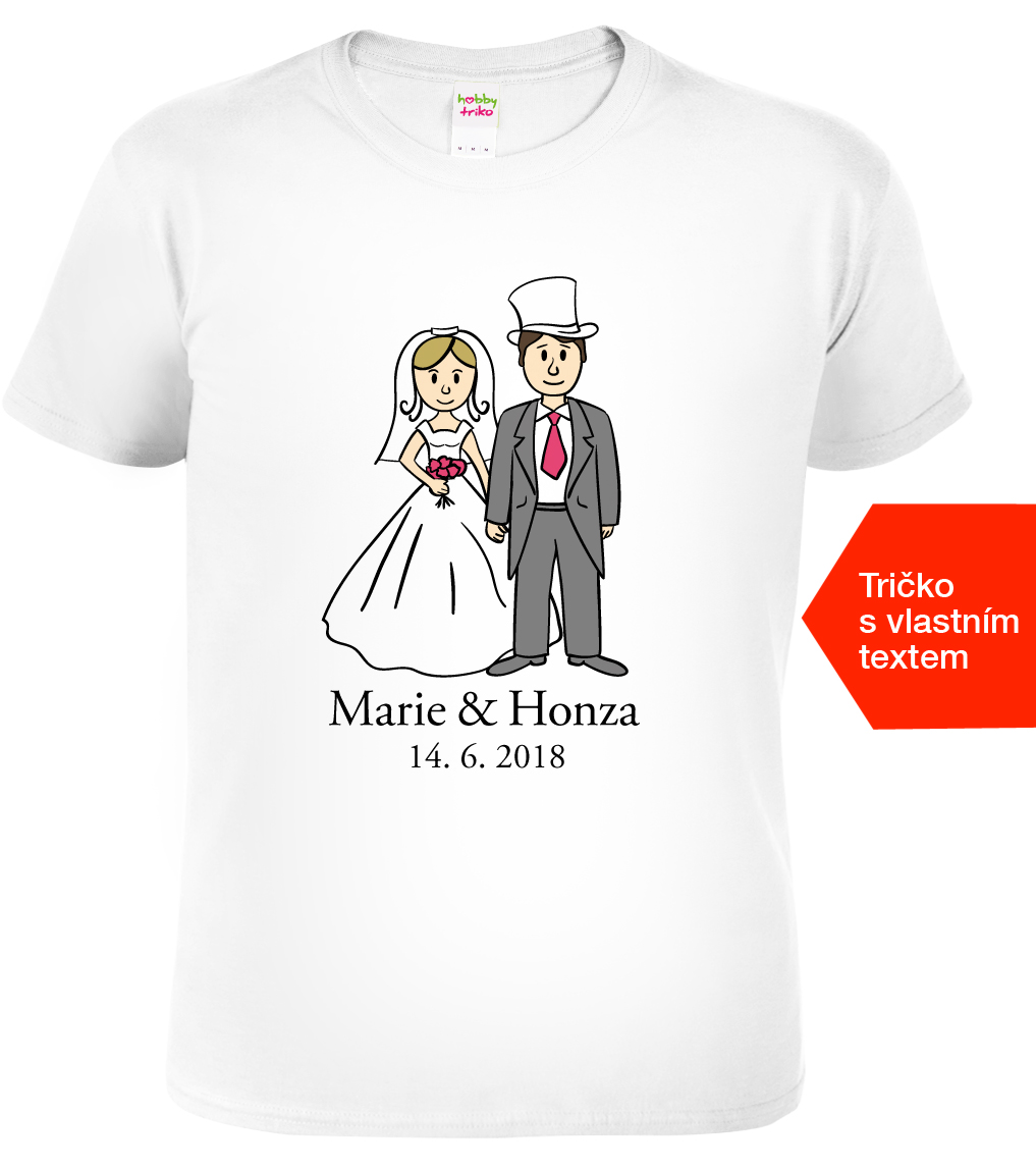 Tričko na rozlučku se svobodou - Novomanželé Velikost: 2XL, Barva: Bílá