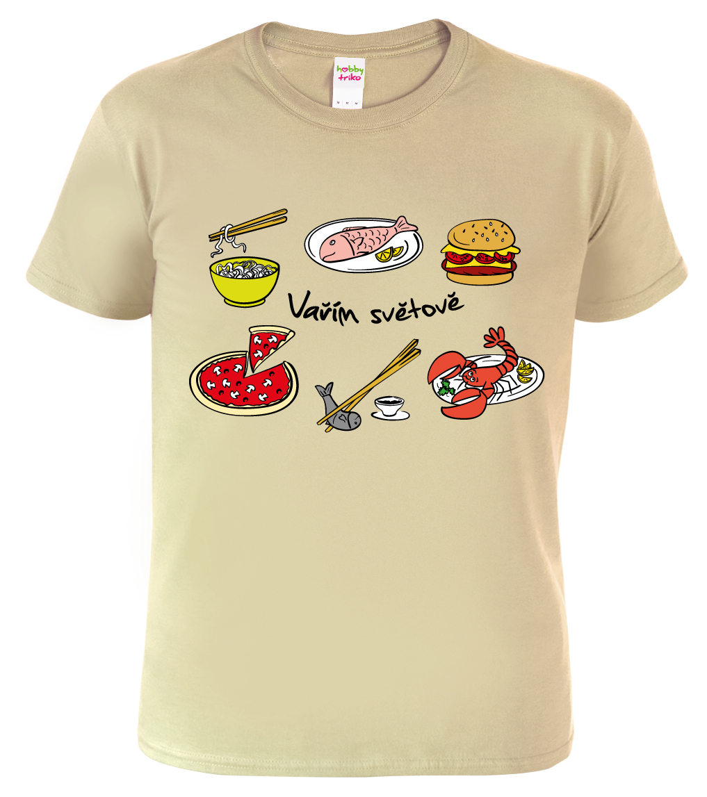 Tričko pro kuchaře - Vařím světově Velikost: XL, Barva: Béžová (51)