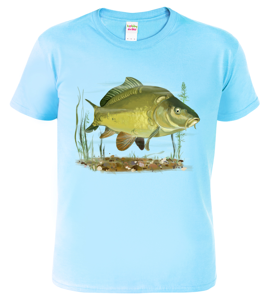 Dětské rybářské tričko - Kapr obecný Velikost: 12 let / 158 cm, Barva: Nebesky modrá (15)