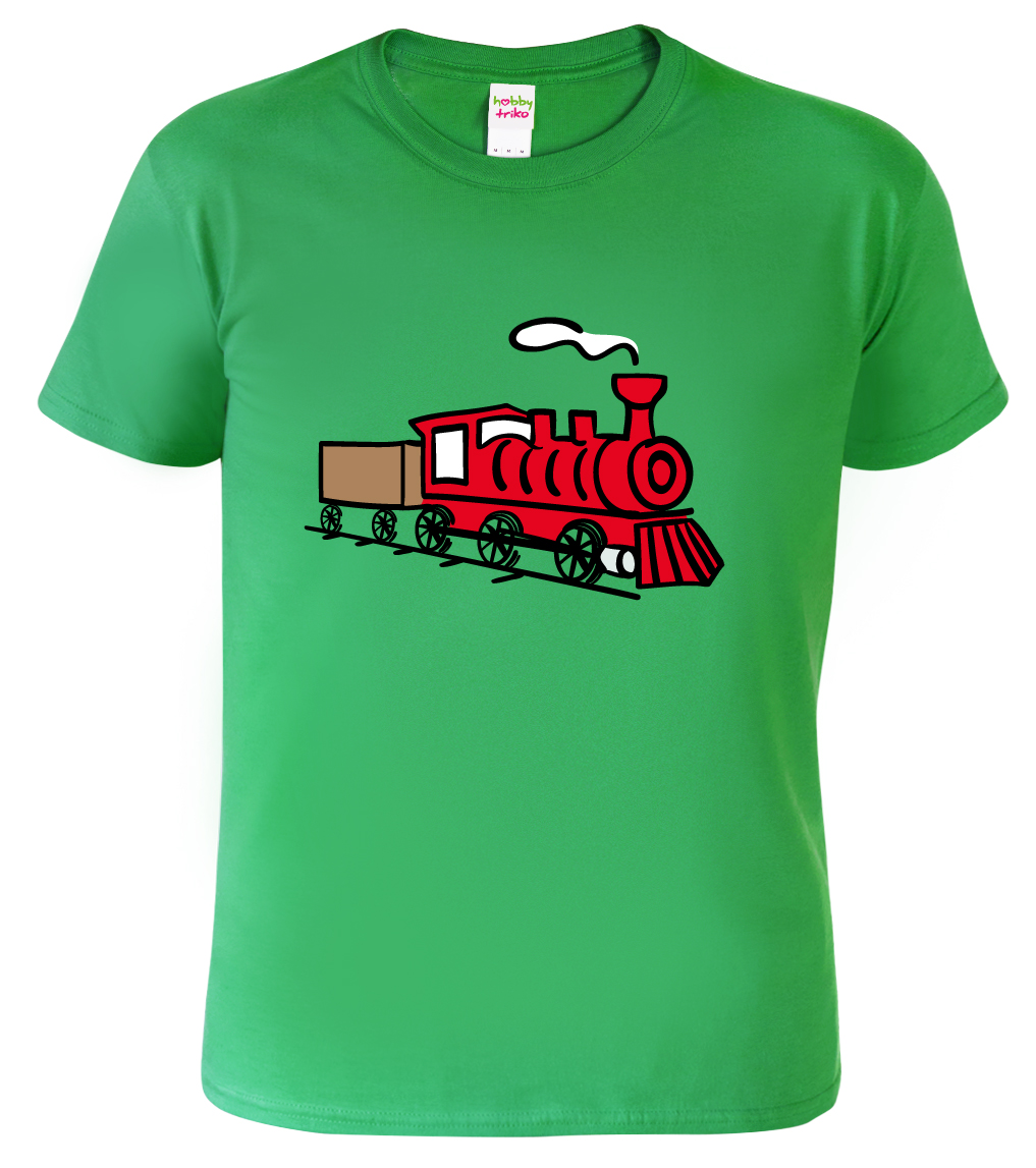 Dětské tričko s vlakem - Parní vláček Velikost: 4 roky / 110 cm, Barva: Středně zelená (16)