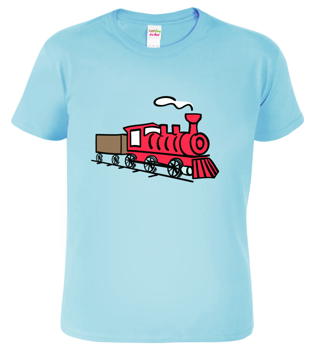 Dětské tričko s vlakem - Parní vláček Velikost: 10 let / 146 cm, Barva: Nebesky modrá (15)