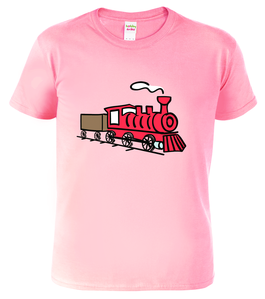 Dětské tričko s vlakem - Parní vláček Velikost: 4 roky / 110 cm, Barva: Růžová (30)