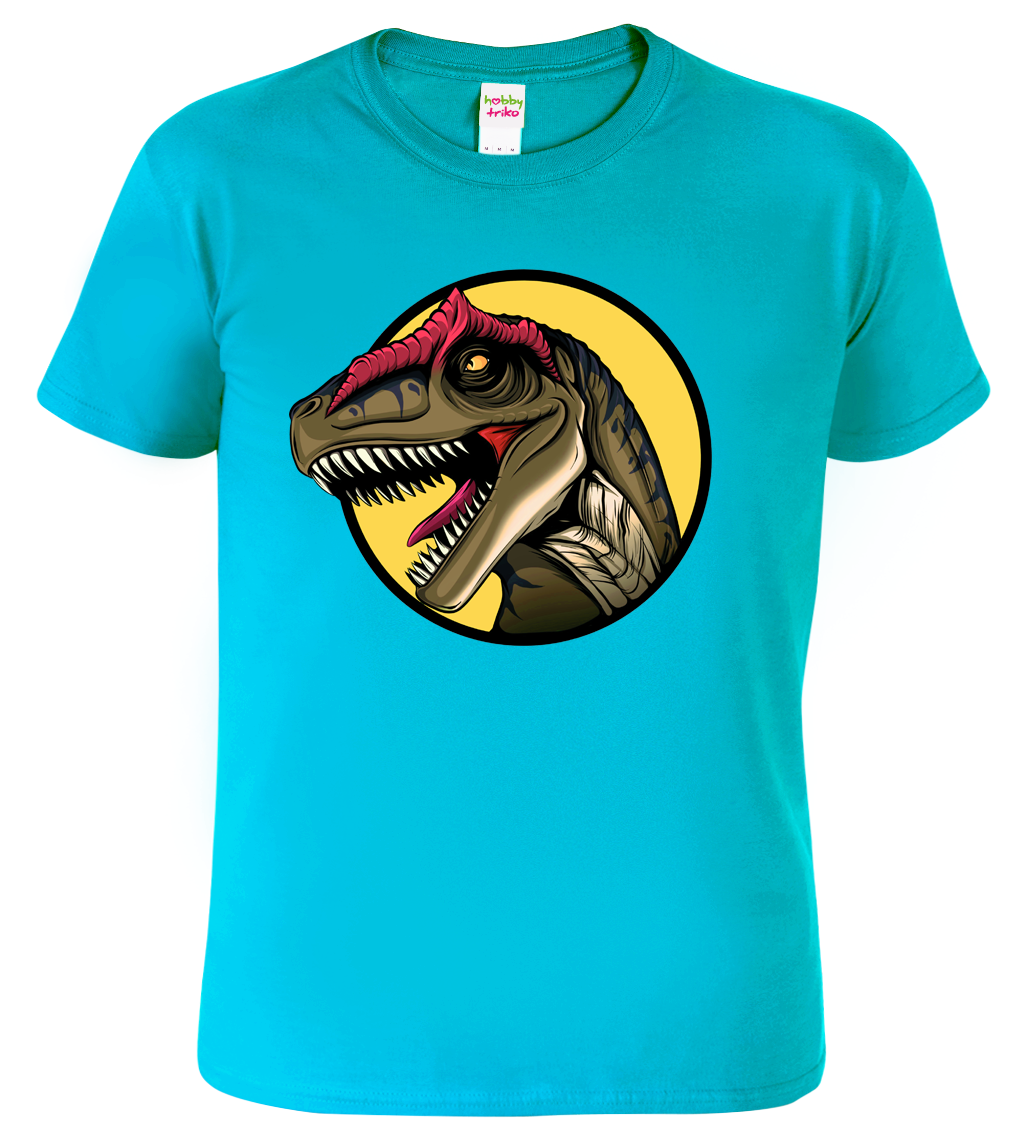 Dětské tričko s dinosaurem - Allosaurus Velikost: 4 roky / 110 cm, Barva: Tyrkysová (44)