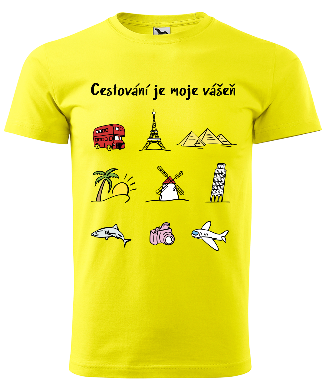 Dětské tričko - Cestování je moje vášeň (barevná kresba) Velikost: 4 roky / 110 cm, Barva: Žlutá (04)