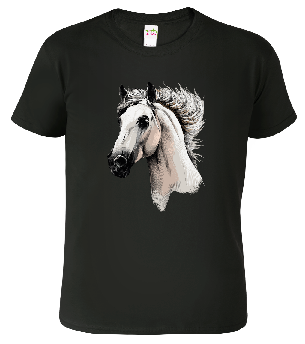 Pánské tričko s koněm - Bělouš Velikost: M, Barva: Černá (01)