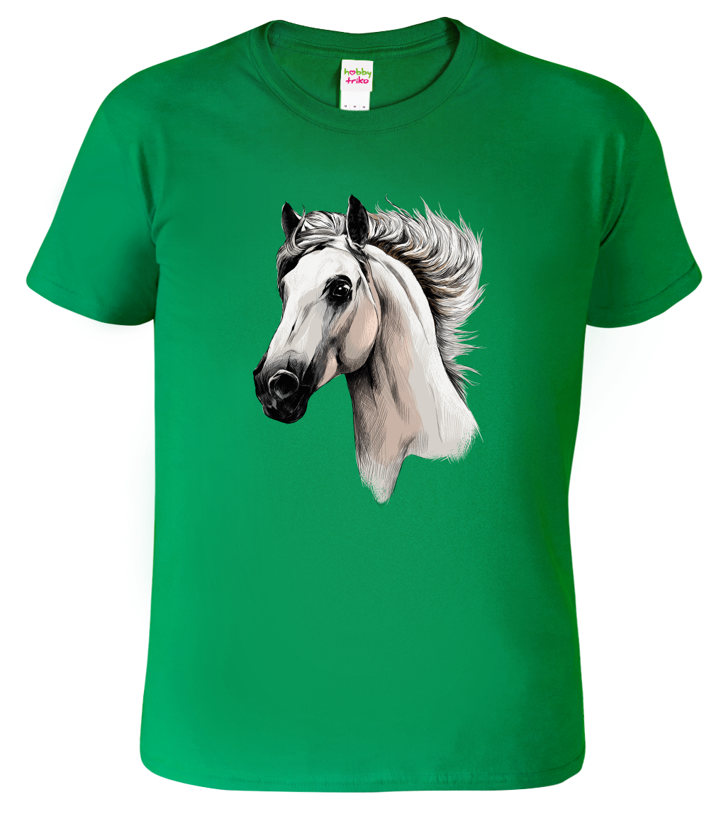 Pánské tričko s koněm - Bělouš Velikost: S, Barva: Středně zelená (16)