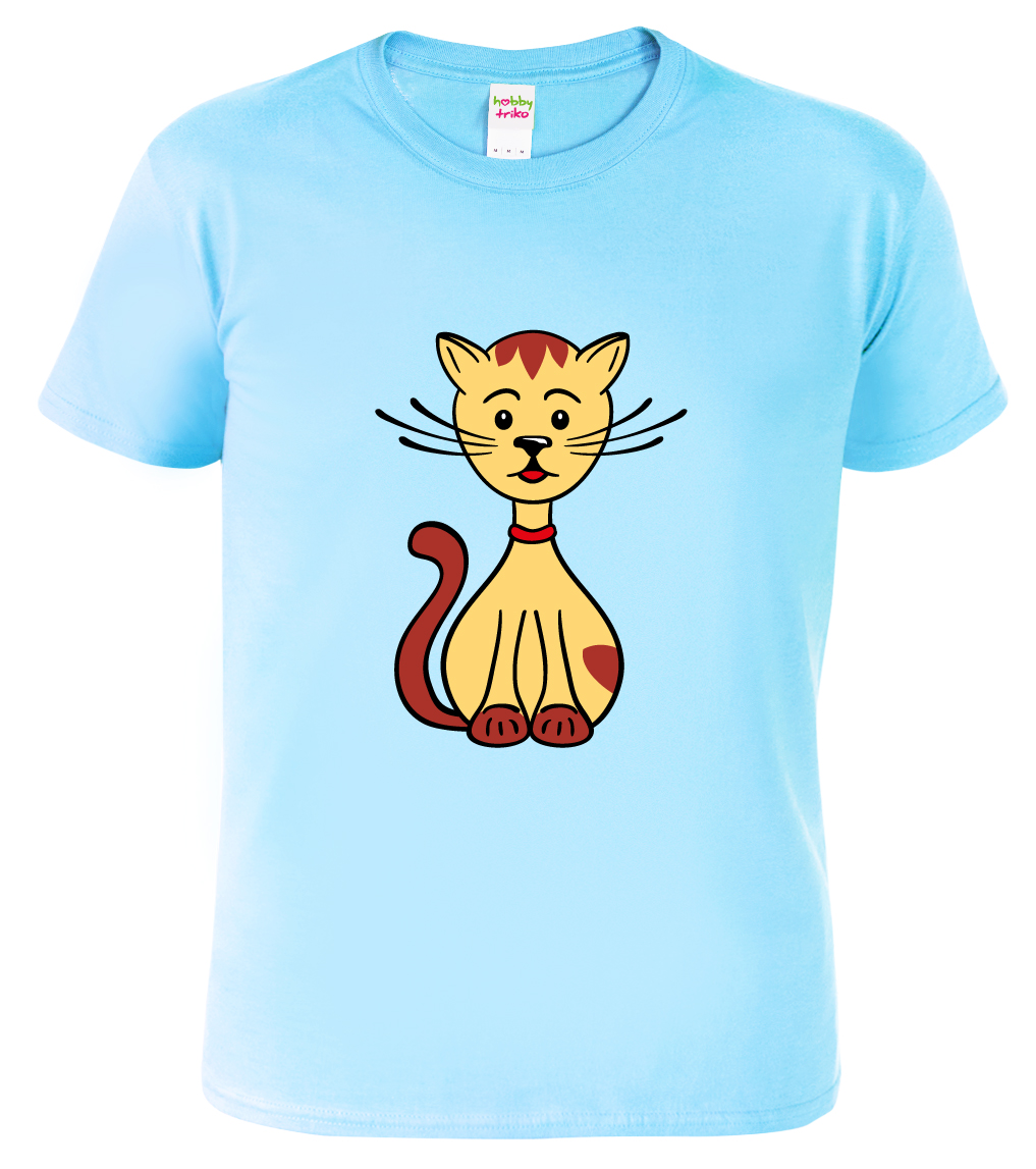 Dětské tričko s kočkou - Sedící kočička Velikost: 6 let / 122 cm, Barva: Nebesky modrá (15)