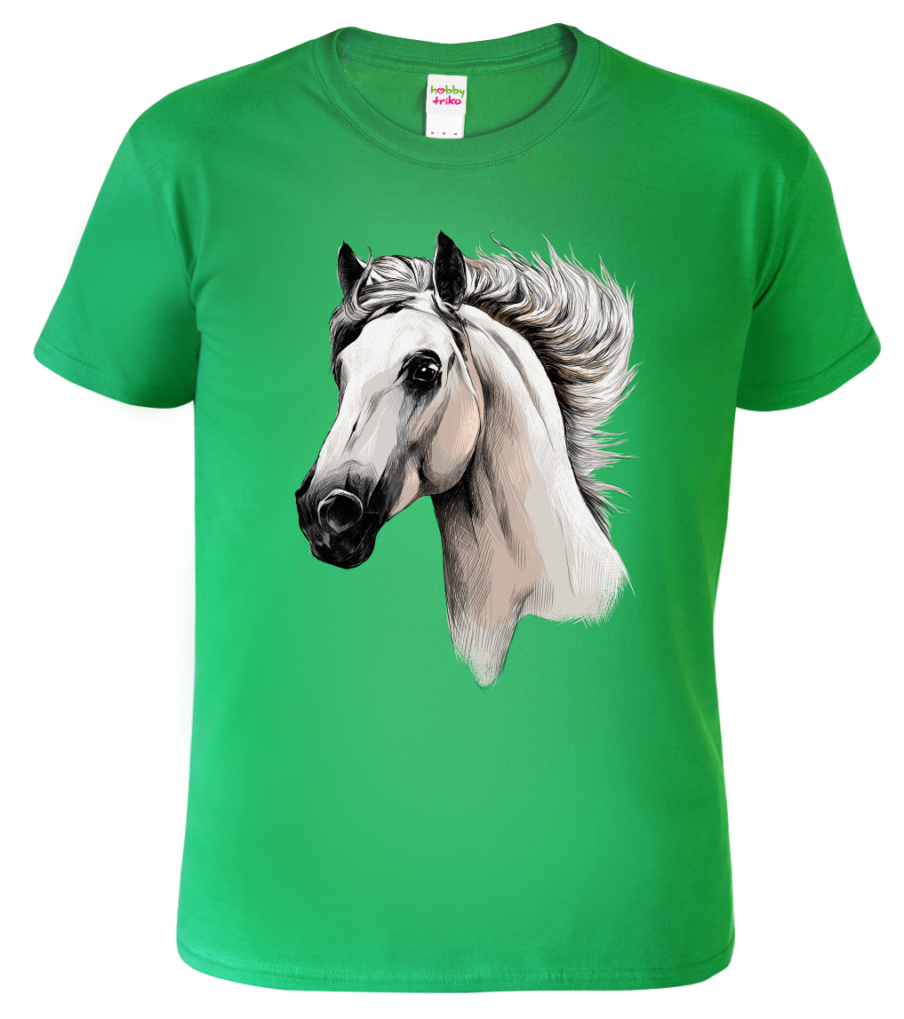 Dětské tričko s koněm - Bělouš Velikost: 6 let / 122 cm, Barva: Středně zelená (16)