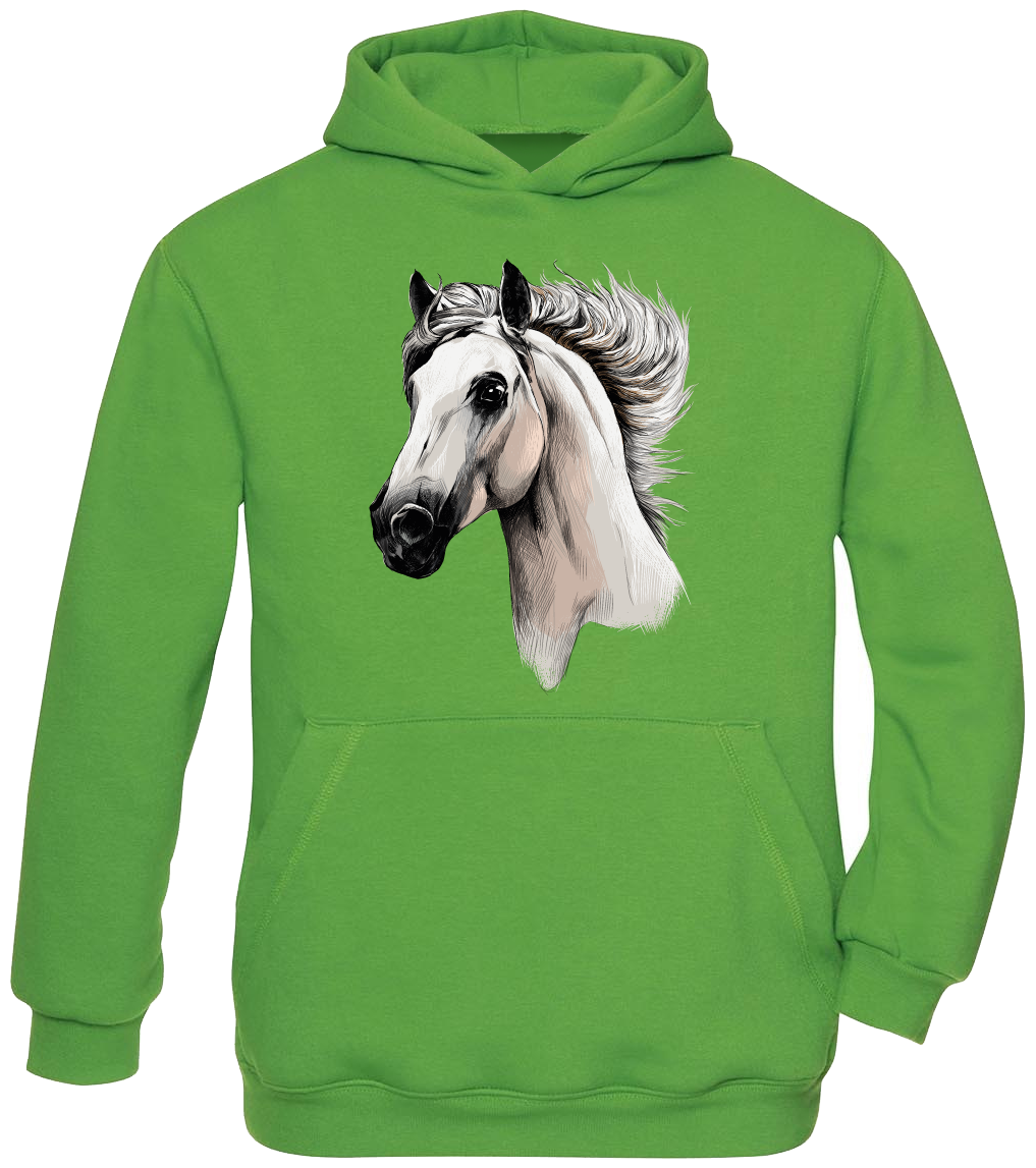 Dětská mikina s koněm - Bělouš Velikost: 9-11 let, Barva: Zelená (Real Green)