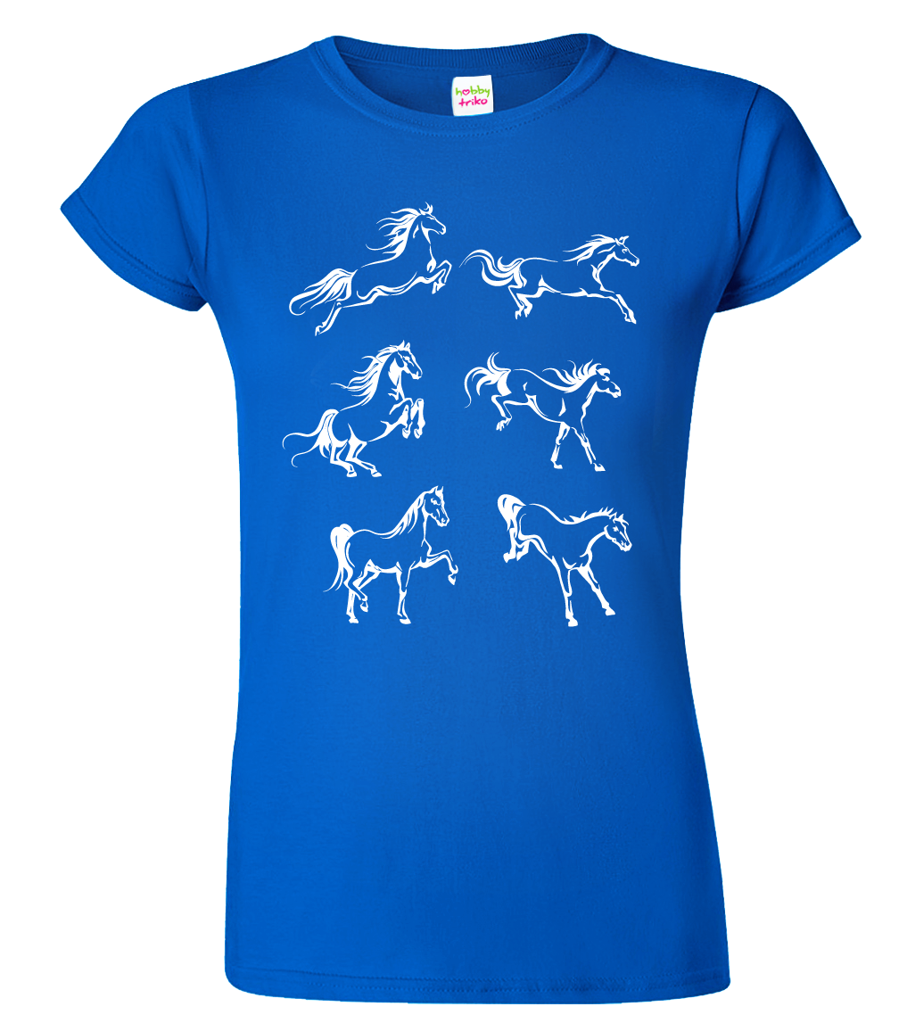 Dámské tričko s koněm - Koně Velikost: M, Barva: Královská modrá (05)