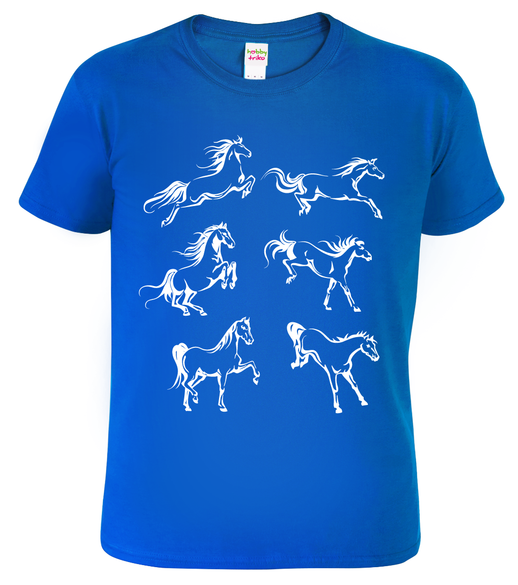 Dětské tričko s koněm - Koně Velikost: 4 roky / 110 cm, Barva: Královská modrá (05)