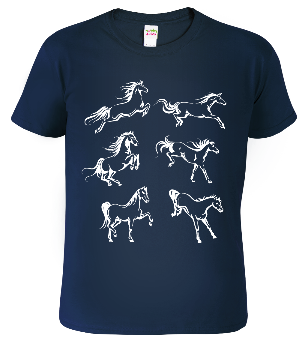 Dětské tričko s koněm - Koně Velikost: 4 roky / 110 cm, Barva: Námořní modrá (02)