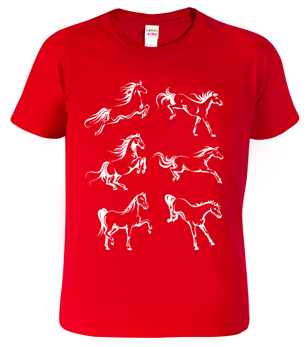 Dětské tričko s koněm - Koně Velikost: 12 let / 158 cm, Barva: Červená (07)