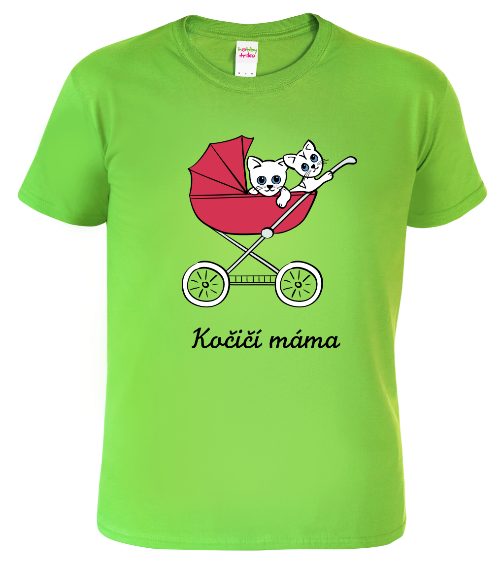 Dětské tričko s kočkou - Kočičí kočárek Velikost: 6 let / 122 cm, Barva: Apple Green (92)
