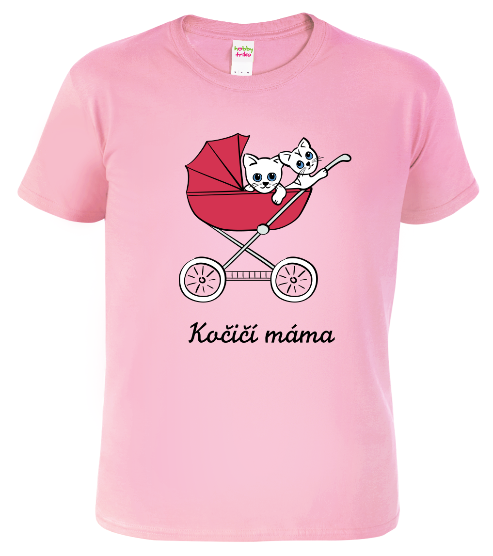 Dětské tričko s kočkou - Kočičí kočárek Velikost: 4 roky / 110 cm, Barva: Růžová (30)