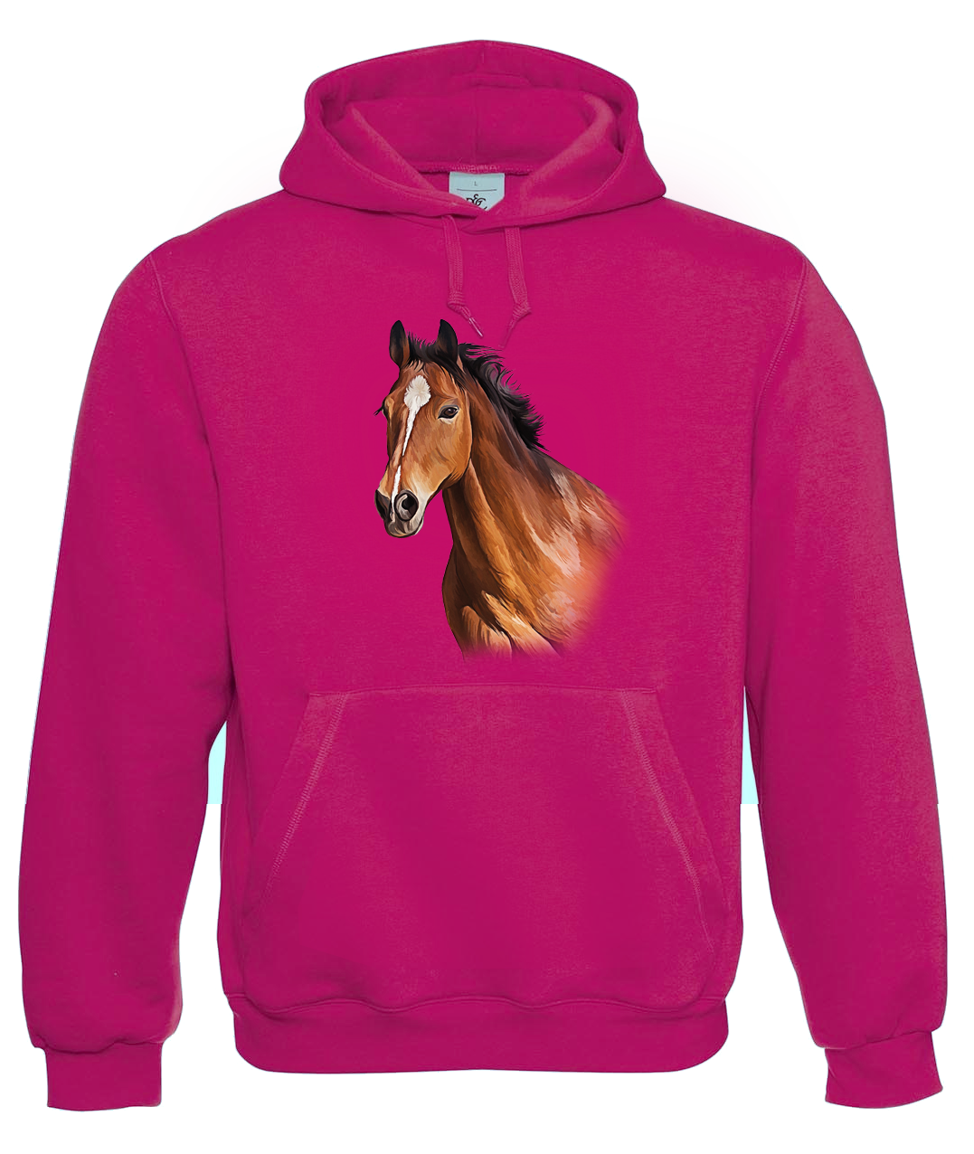Mikina s koněm - Hnědák Velikost: XL, Barva: Tmavě růžová