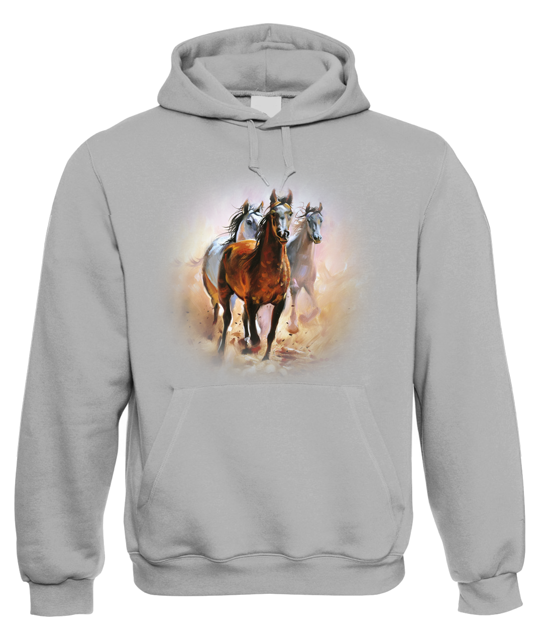Mikina s koněm - Malované koně Velikost: M, Barva: Šedá