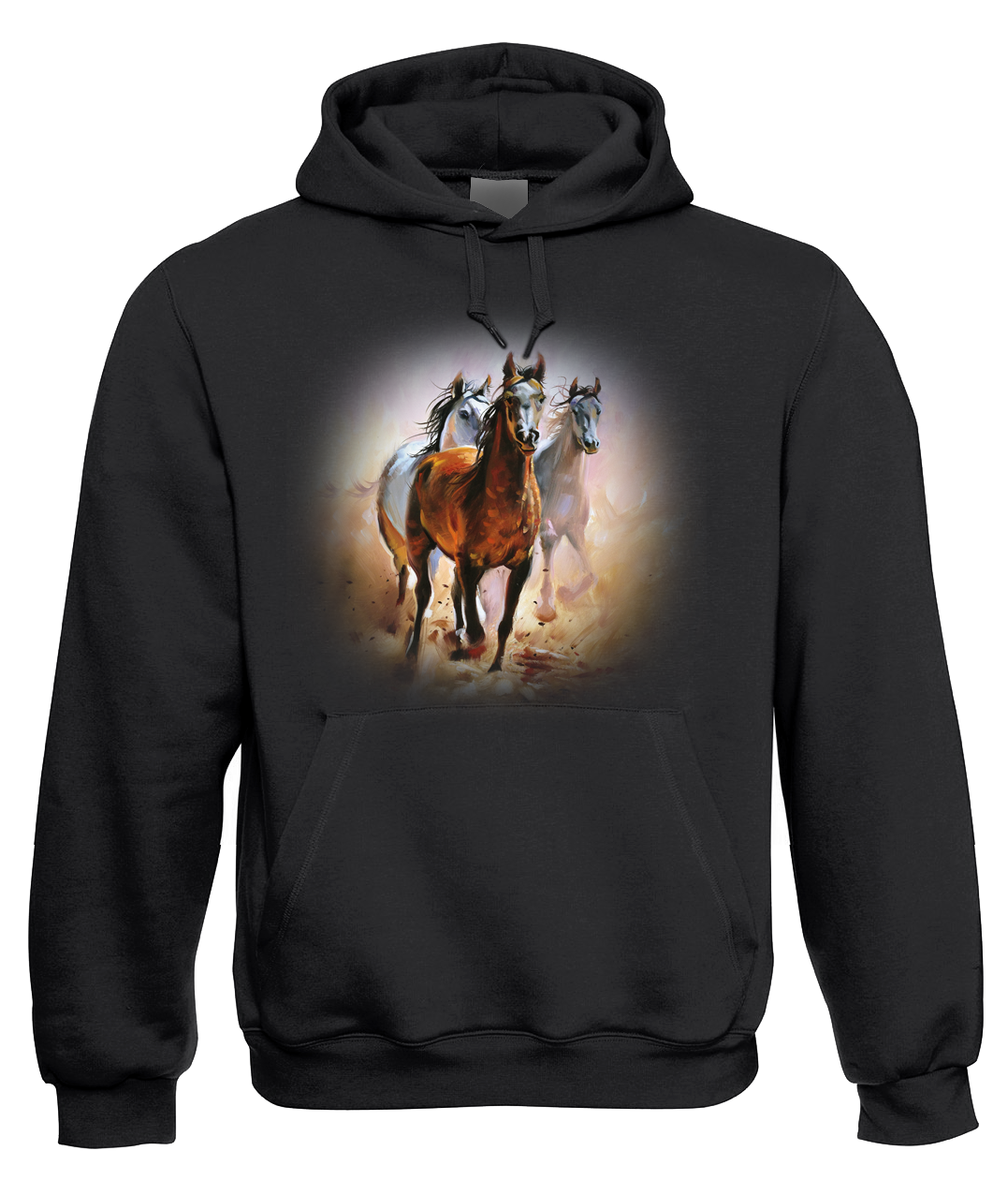 Mikina s koněm - Malované koně Velikost: M, Barva: Černá