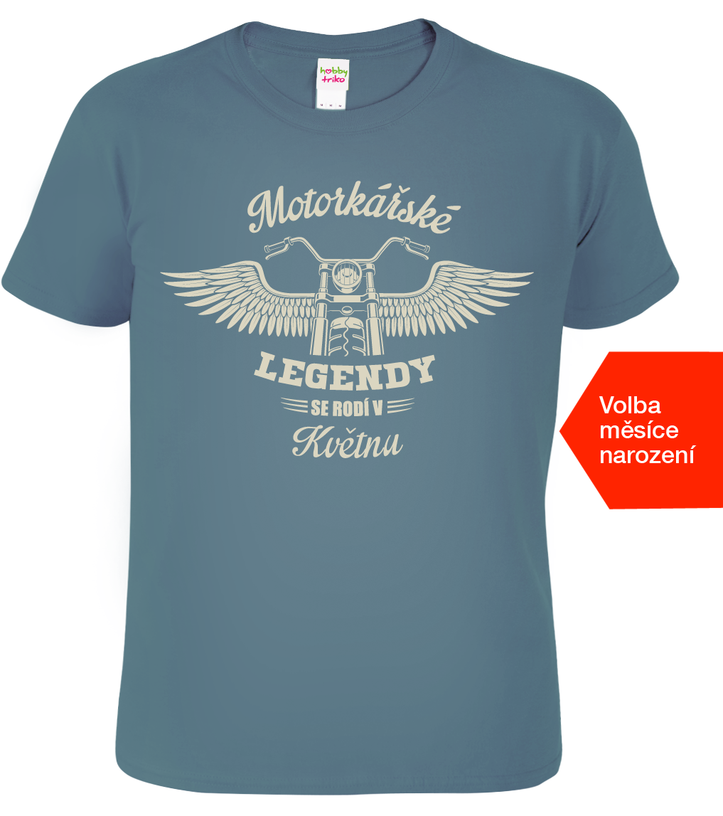 Moto tričko - Legendy se rodí Velikost: 3XL, Barva: Denim (60)