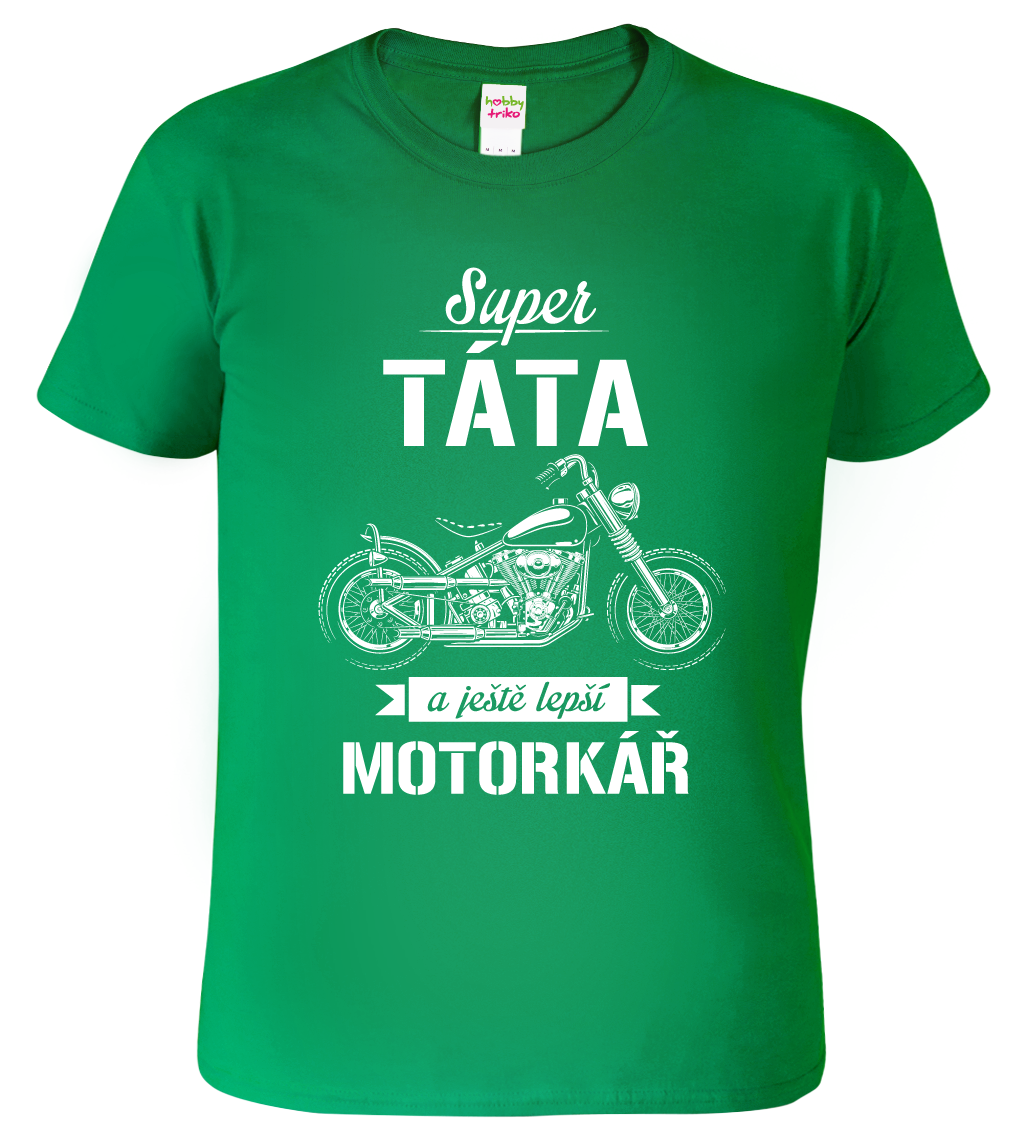 Tričko pro tátu - Super táta a ještě lepší motorkář Velikost: 2XL, Barva: Středně zelená (16)