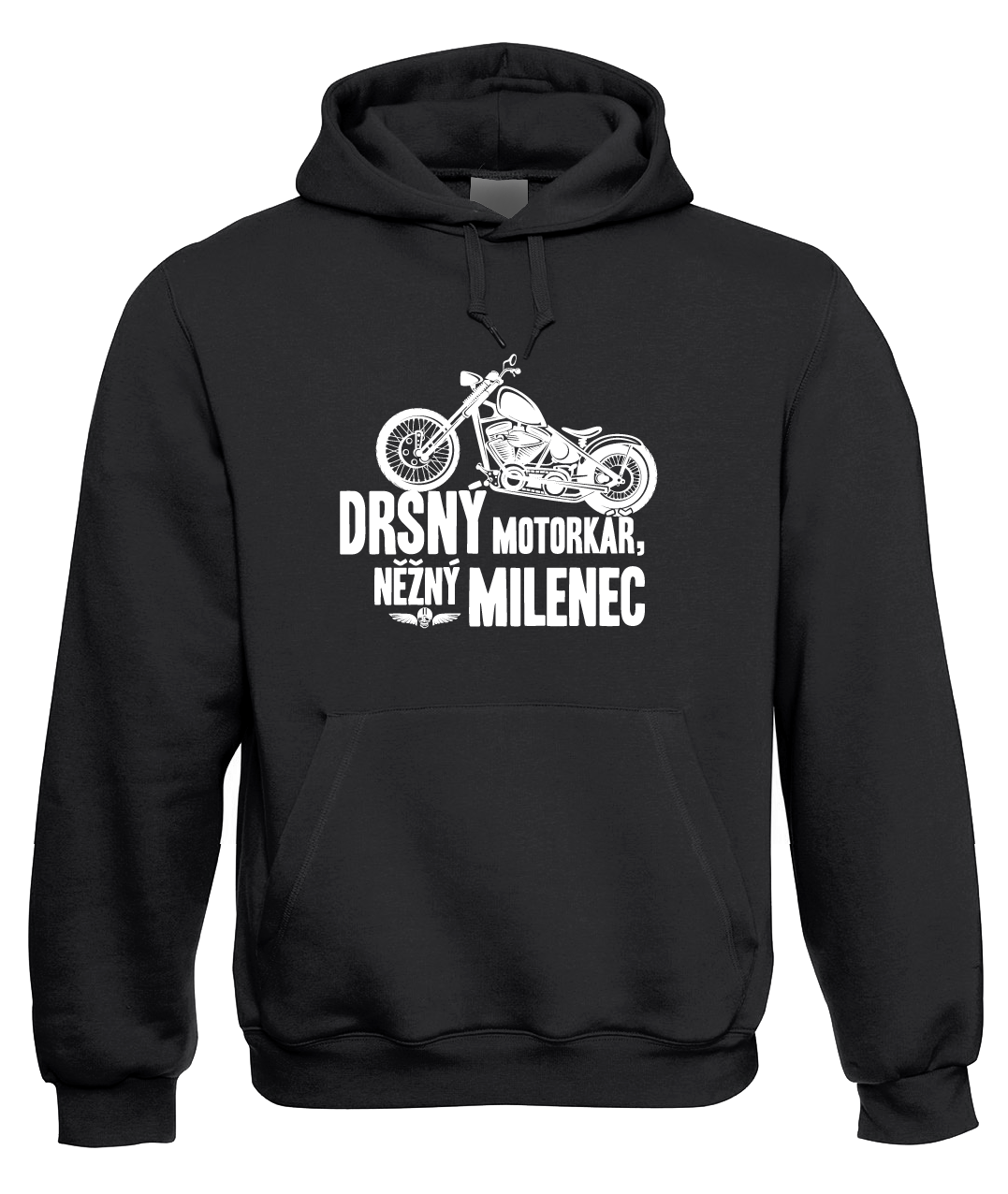 Moto mikina - Drsný motorkář, něžný milenec Velikost: XL, Barva: Černá