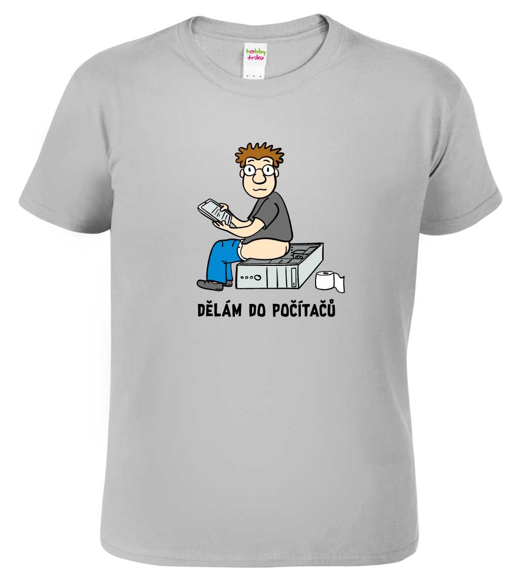 IT tričko - Dělám do počítačů Velikost: L, Barva: Světle šedý melír (03)