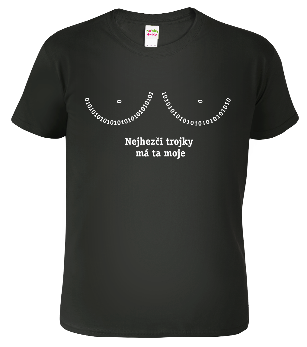 IT tričko - Nejhezčí trojky má ta moje Velikost: L, Barva: Černá (01)