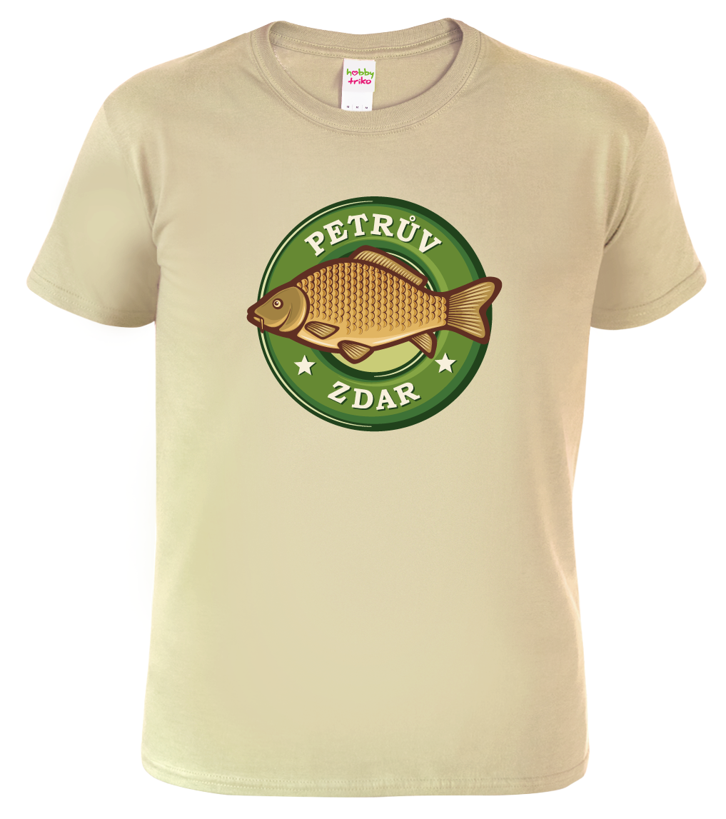 Rybářské tričko - Petrův zdar (kapr) Velikost: S, Barva: Béžová (51)