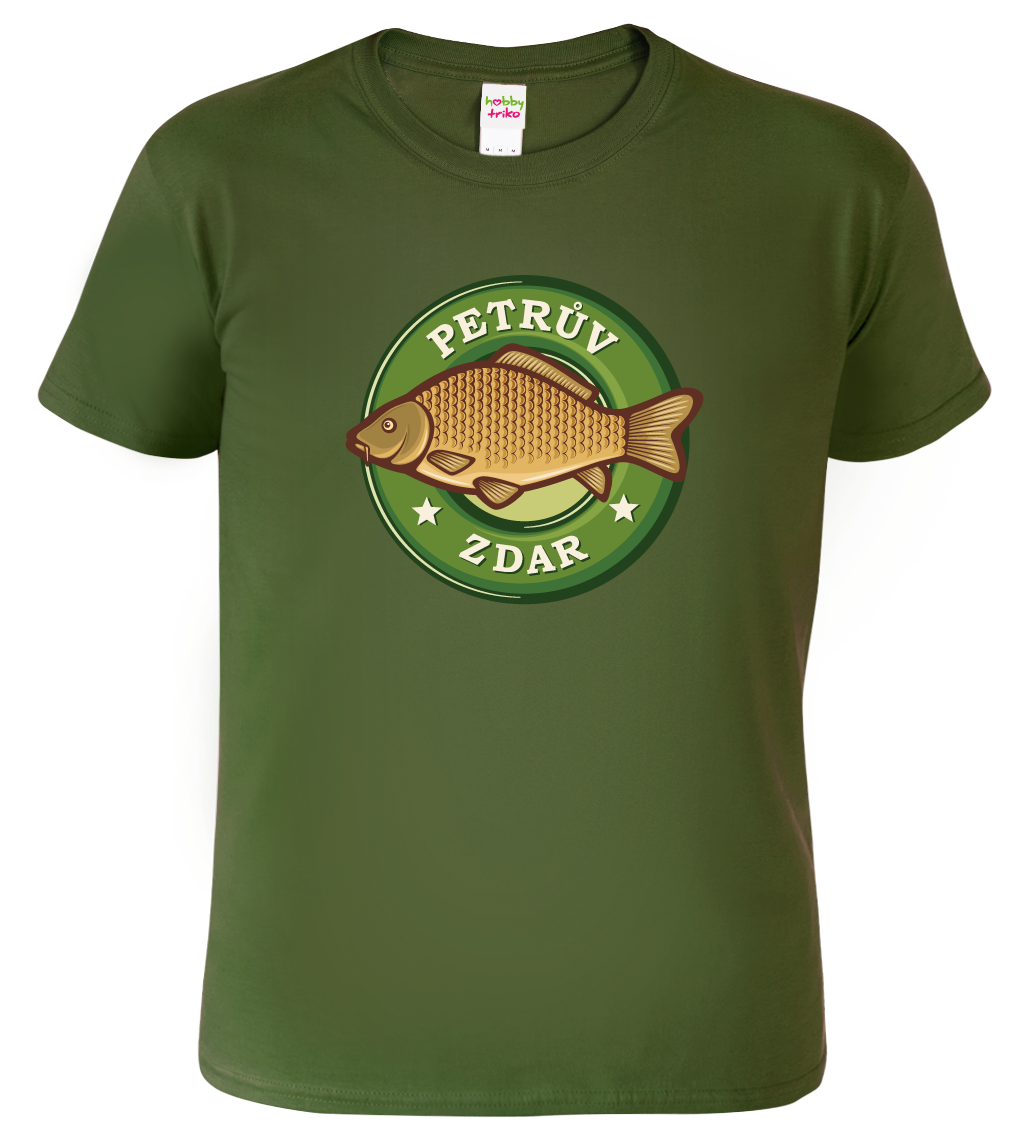Rybářské tričko - Petrův zdar (kapr) Velikost: 2XL, Barva: Military (69)
