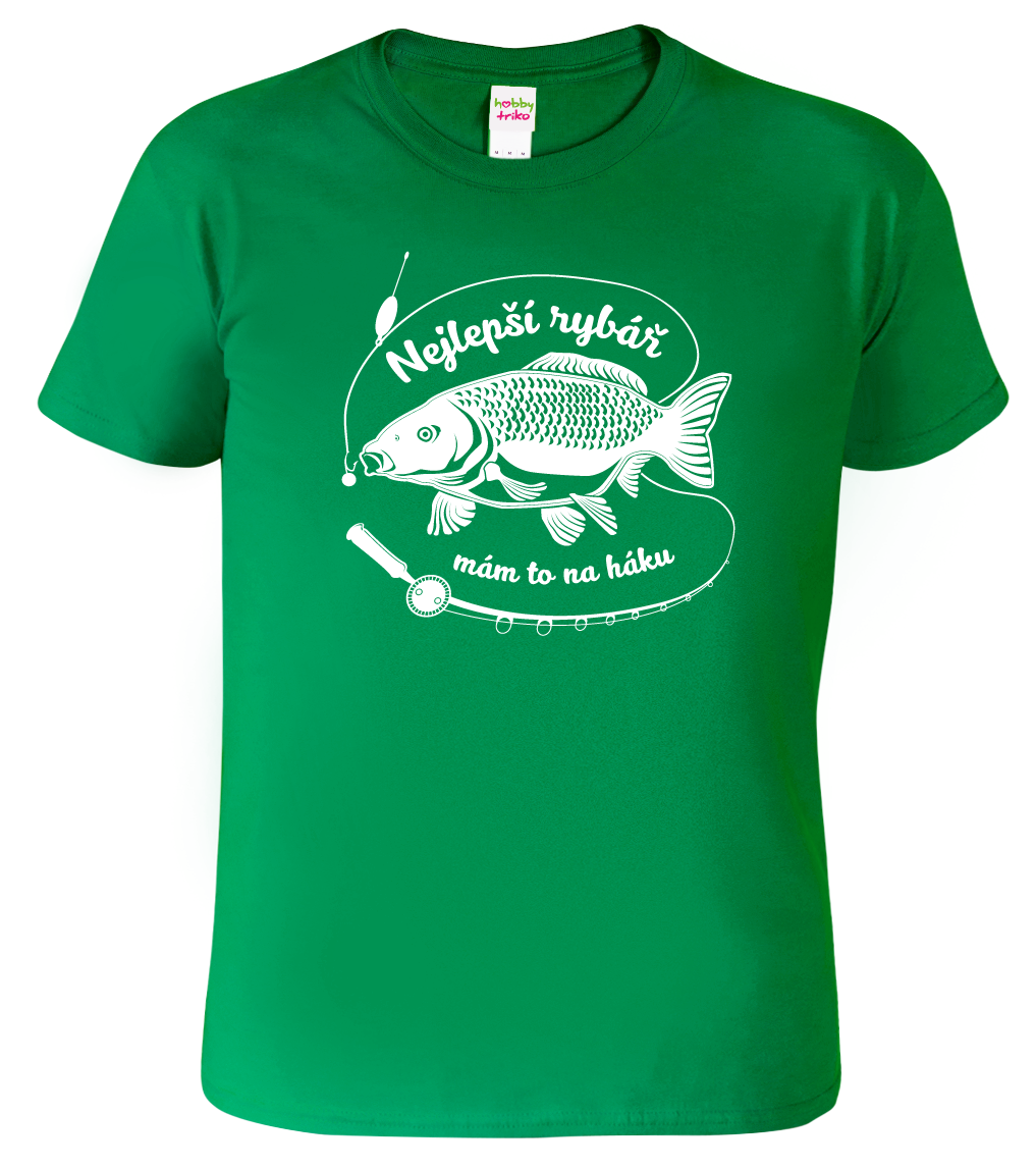 Tričko pro rybáře - Tričko s kaprem Velikost: S, Barva: Středně zelená (16)