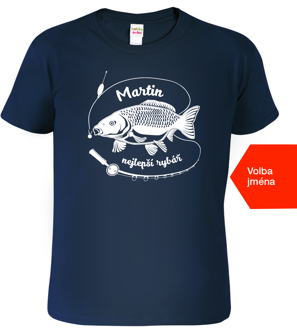 Tričko pro rybáře se jménem - Tričko s kaprem Velikost: S, Barva: Námořní modrá (02)