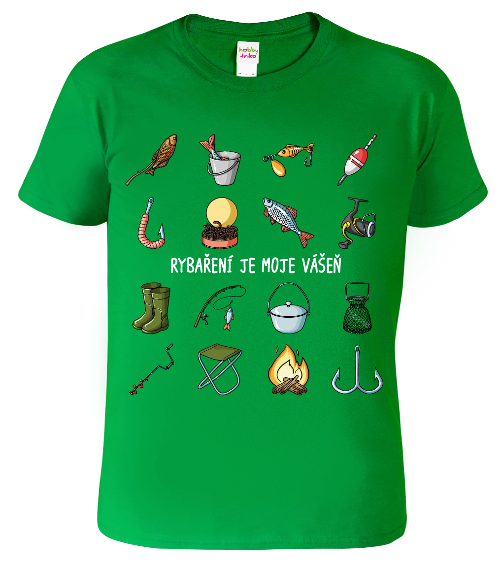 Rybářské tričko - Rybáření je moje vášeň Velikost: 2XL, Barva: Středně zelená (16)