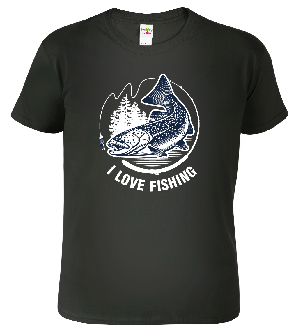 Rybářské tričko - I Love Fishing Velikost: 2XL, Barva: Černá (01)