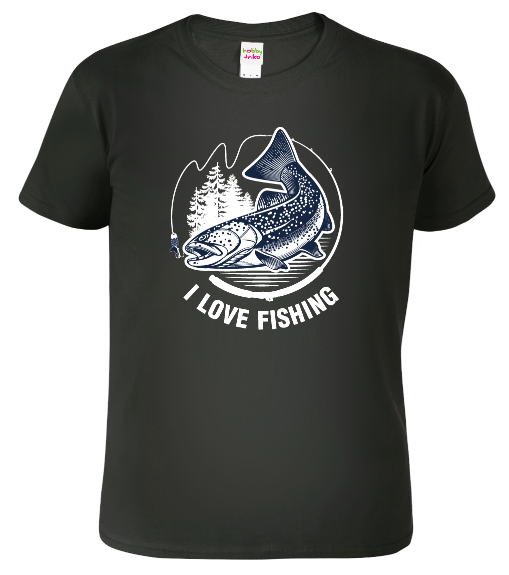Rybářské tričko - I Love Fishing Velikost: 4XL, Barva: Černá (01)