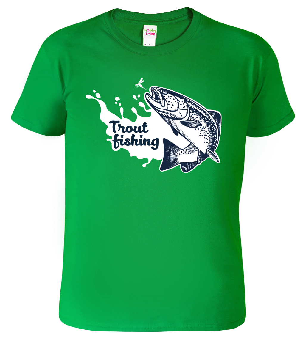 Tričko pro rybáře - Trout Fishing Velikost: XL, Barva: Středně zelená (16)