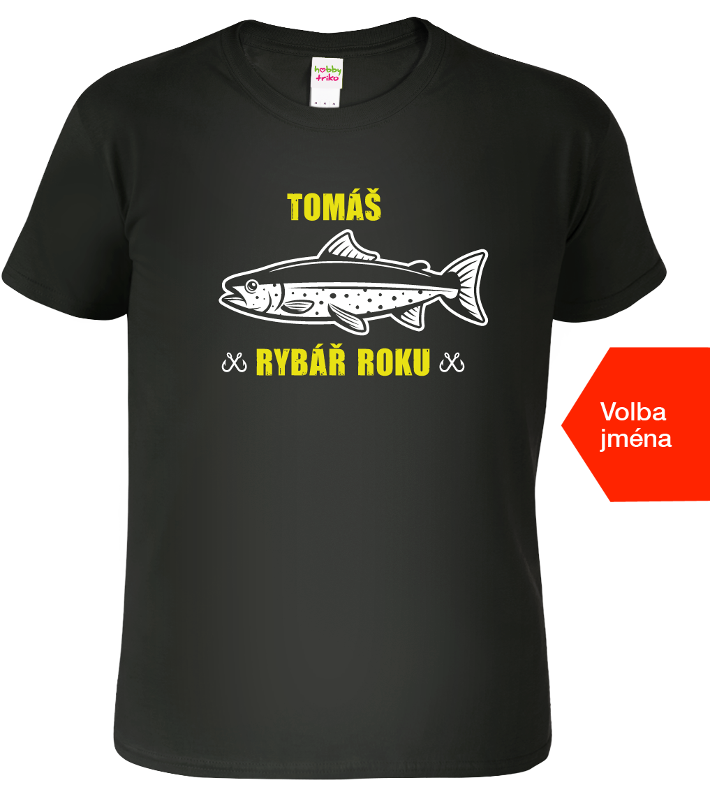 Rybářské tričko - Rybář roku Velikost: M, Barva: Černá (01)