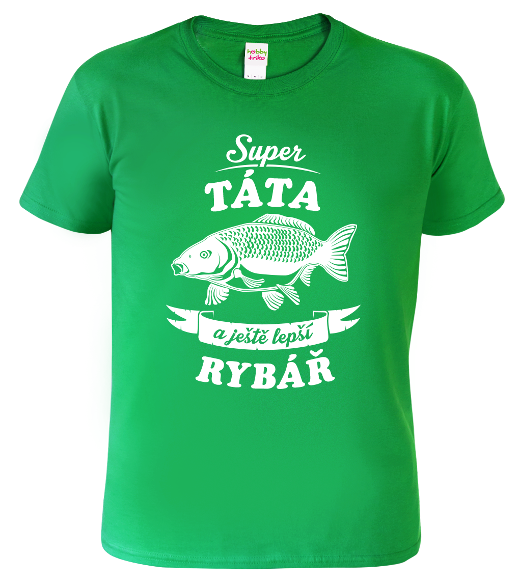 Tričko pro tátu - Super táta a ještě lepší rybář Velikost: 2XL, Barva: Středně zelená (16)