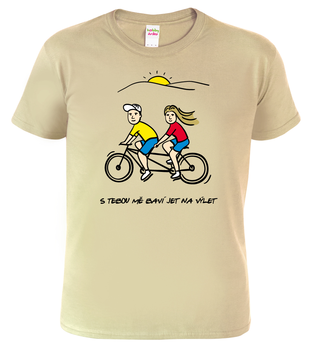 Pánské tričko pro cyklistu - Dvojkolo Velikost: XL, Barva: Béžová (51)