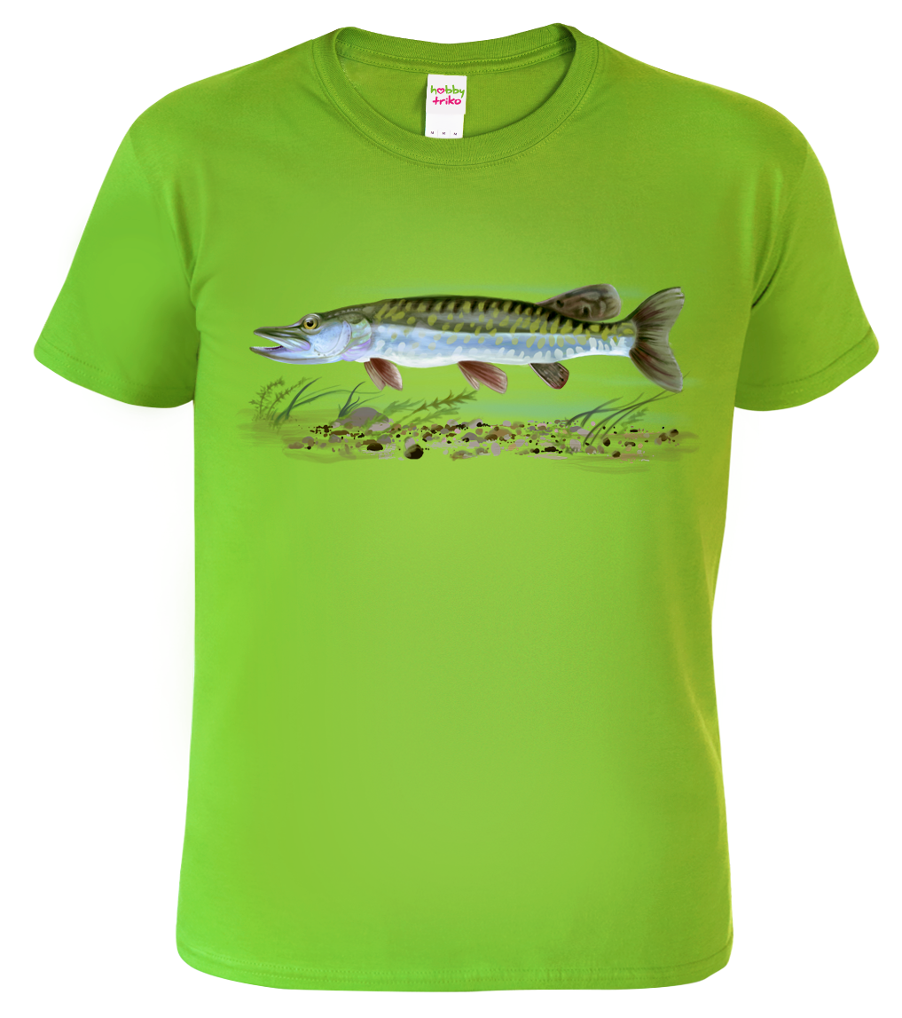 Dětské rybářské tričko - Štika obecná Velikost: 4 roky / 110 cm, Barva: Apple Green (92)