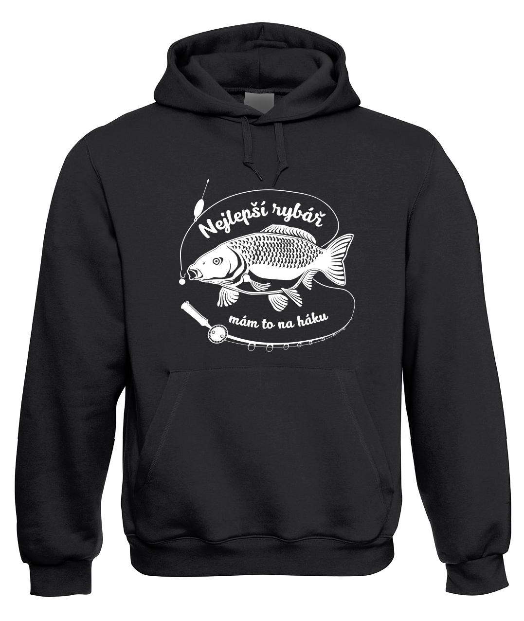 Rybářská mikina - Mikina s kaprem Velikost: S, Barva: Černá
