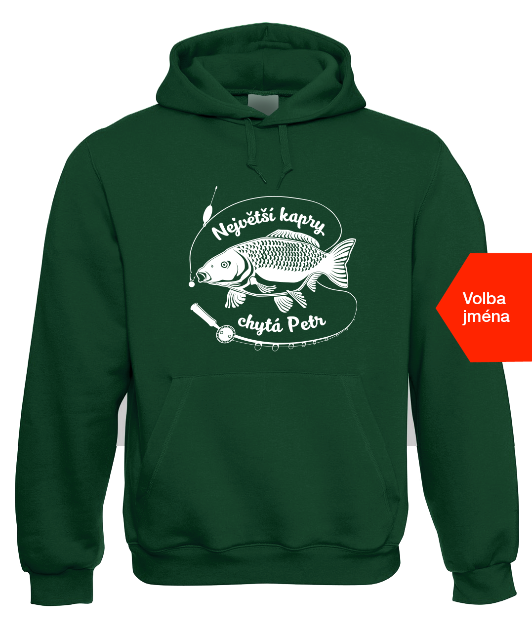 Rybářská mikina - Největší kapry chytá Velikost: L, Barva: Zelená lahvová