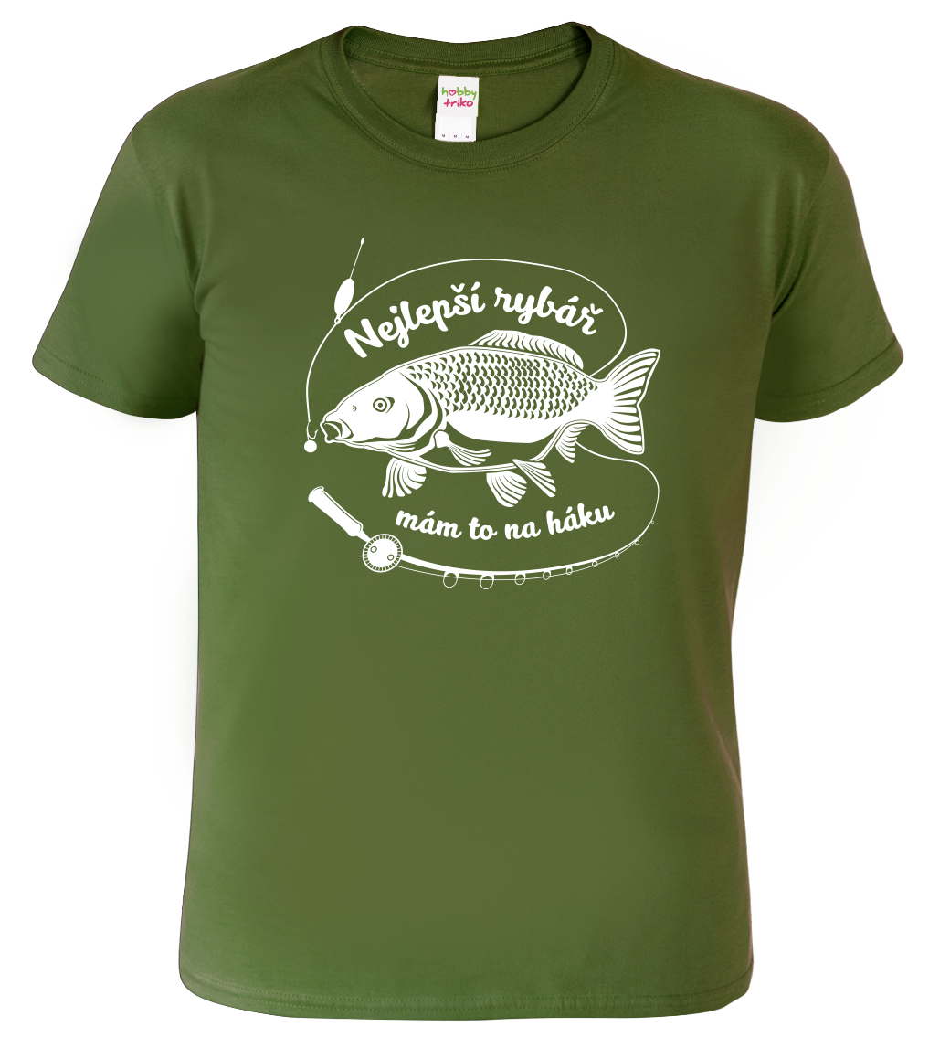 Dětské rybářské tričko - Tričko s kaprem Velikost: 8 let / 134 cm, Barva: Khaki (09)