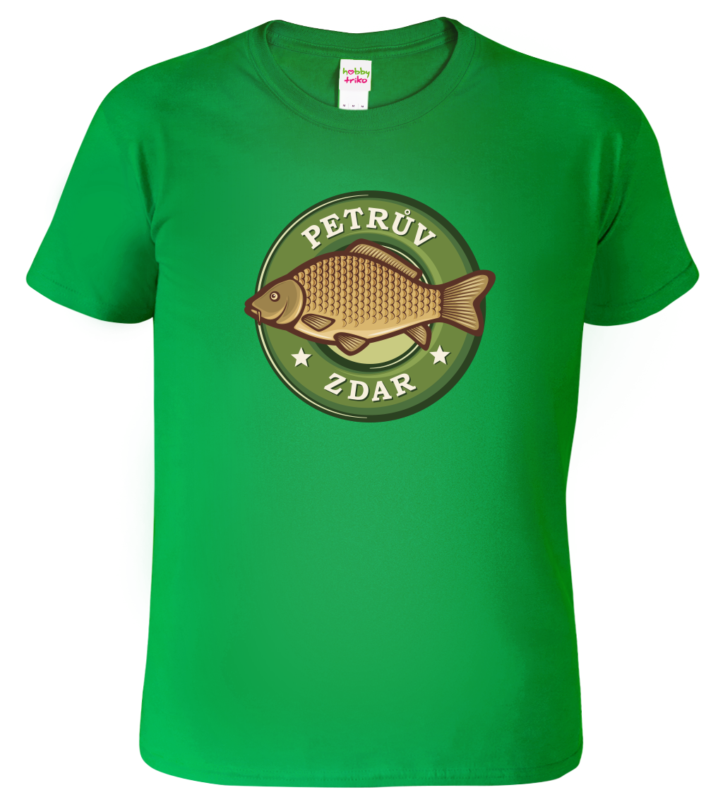 Dětské rybářské tričko - Petrův zdar (kapr) Velikost: 4 roky / 110 cm, Barva: Středně zelená (16)