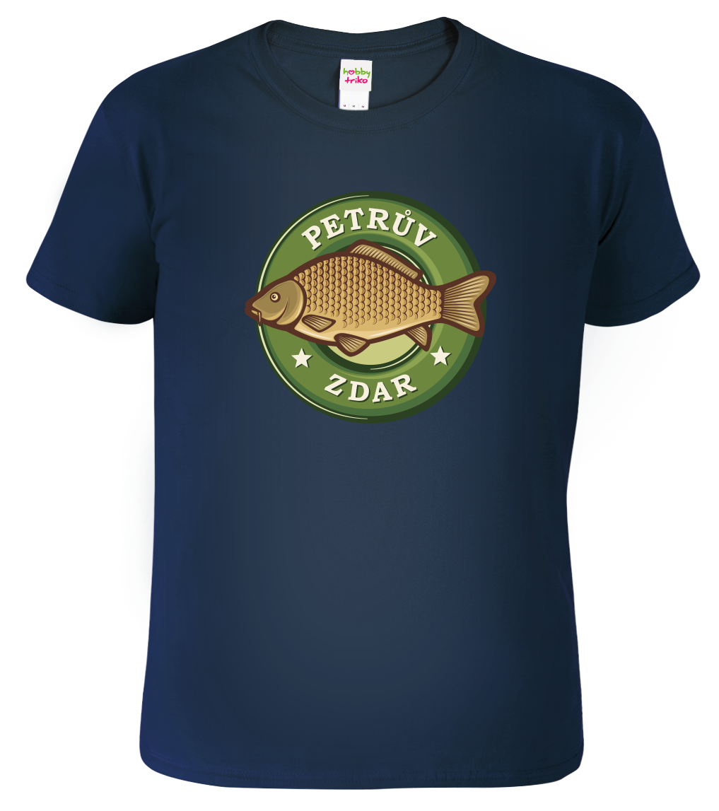 Dětské rybářské tričko - Petrův zdar (kapr) Velikost: 4 roky / 110 cm, Barva: Námořní modrá (02)